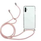 For Samsung Galaxy Note10+ Four-Corner Anti-Fall Transparent TPU Protective Case with Lanyard(Pink) - 1