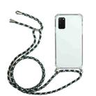For Samsung Galaxy Note20 Four-Corner Anti-Fall Transparent TPU Protective Case with Lanyard(Green Black) - 1