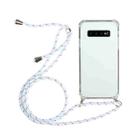 For Samsung Galaxy S10 Four-Corner Anti-Fall Transparent TPU Protective Case with Lanyard(White) - 1