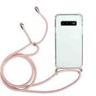 For Samsung Galaxy S10 5G Four-Corner Anti-Fall Transparent TPU Protective Case with Lanyard(Pink) - 1
