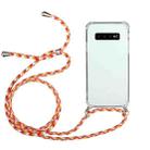 For Samsung Galaxy S10+ Four-Corner Anti-Fall Transparent TPU Protective Case with Lanyard(Orange Yellow) - 1