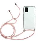 For Samsung Galaxy S20 Four-Corner Anti-Fall Transparent TPU Protective Case with Lanyard(Pink) - 1