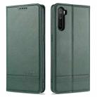 For OPPO A91 AZNS Magnetic Calf Texture Horizontal Flip Leather Case with Card Slots & Holder & Wallet(Dark Green) - 1