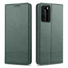 For Huawei P40 AZNS Magnetic Calf Texture Horizontal Flip Leather Case with Card Slots & Holder & Wallet(Dark Green) - 1