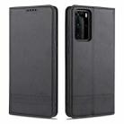 For Huawei P40 Pro AZNS Magnetic Calf Texture Horizontal Flip Leather Case with Card Slots & Holder & Wallet(Black) - 1