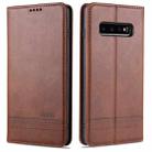 For Samsung Galaxy S10 AZNS Magnetic Calf Texture Horizontal Flip Leather Case with Card Slots & Holder & Wallet(Dark Brown) - 1