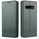 For Samsung Galaxy S10 AZNS Magnetic Calf Texture Horizontal Flip Leather Case with Card Slots & Holder & Wallet(Dark Green) - 1