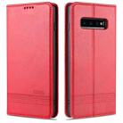 For Samsung Galaxy S10 AZNS Magnetic Calf Texture Horizontal Flip Leather Case with Card Slots & Holder & Wallet(Red) - 1