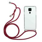 For Huawei Mate 30 Lite Four-Corner Anti-Fall Transparent TPU Protective Case with Lanyard(Red) - 1