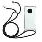 For Huawei Mate 30 Four-Corner Anti-Fall Transparent TPU Protective Case with Lanyard(Black) - 1