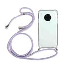 For Huawei Mate 30 Pro Four-Corner Anti-Fall Transparent TPU Protective Case with Lanyard(Purple) - 1