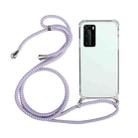 For Huawei P40 Four-Corner Anti-Fall Transparent TPU Protective Case with Lanyard(Purple) - 1