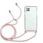 For Huawei P40 Lite Four-Corner Anti-Fall Transparent TPU Protective Case with Lanyard(Pink) - 1