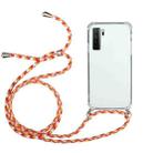 For Huawei P40 Lite 5G Four-Corner Anti-Fall Transparent TPU Protective Case with Lanyard(Orange Yellow) - 1