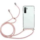 For Huawei P40 Lite 5G Four-Corner Anti-Fall Transparent TPU Protective Case with Lanyard(Pink) - 1