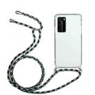 For Huawei P40 Pro Four-Corner Anti-Fall Transparent TPU Protective Case with Lanyard(Green Black) - 1