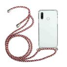 For Huawei Y6p Four-Corner Anti-Fall Transparent TPU Protective Case with Lanyard(Red Grey) - 1