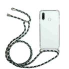 For Huawei Y6p Four-Corner Anti-Fall Transparent TPU Protective Case with Lanyard(Green Black) - 1