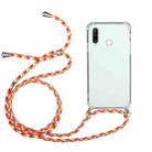 For Huawei Y6p Four-Corner Anti-Fall Transparent TPU Protective Case with Lanyard(Orange Yellow) - 1