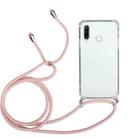 For Huawei Y7p Four-Corner Anti-Fall Transparent TPU Protective Case with Lanyard(Pink) - 1