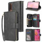 For Huawei P30 Zipper Wallet Bag Horizontal Flip PU Leather Case with Holder & 9 Card Slots & Wallet & Lanyard & Photo Frame(Black) - 1