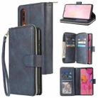 For Huawei P30 Zipper Wallet Bag Horizontal Flip PU Leather Case with Holder & 9 Card Slots & Wallet & Lanyard & Photo Frame(Blue) - 1