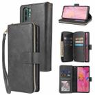 For Huawei P30 Pro Zipper Wallet Bag Horizontal Flip PU Leather Case with Holder & 9 Card Slots & Wallet & Lanyard & Photo Frame(Black) - 1