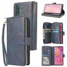 For Huawei P30 Pro Zipper Wallet Bag Horizontal Flip PU Leather Case with Holder & 9 Card Slots & Wallet & Lanyard & Photo Frame(Blue) - 1