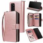 For Huawei P40 Zipper Wallet Bag Horizontal Flip PU Leather Case with Holder & 9 Card Slots & Wallet & Lanyard & Photo Frame(Rose Gold) - 1