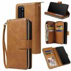 For Huawei P40 Zipper Wallet Bag Horizontal Flip PU Leather Case with Holder & 9 Card Slots & Wallet & Lanyard & Photo Frame(Brown) - 1