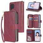 For Huawei P40 Lite Zipper Wallet Bag Horizontal Flip PU Leather Case with Holder & 9 Card Slots & Wallet & Lanyard & Photo Frame(Wine Red) - 1