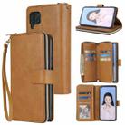 For Huawei P40 Lite Zipper Wallet Bag Horizontal Flip PU Leather Case with Holder & 9 Card Slots & Wallet & Lanyard & Photo Frame(Brown) - 1