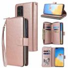 For Huawei P40 Pro Zipper Wallet Bag Horizontal Flip PU Leather Case with Holder & 9 Card Slots & Wallet & Lanyard & Photo Frame(Rose Gold) - 1