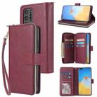 For Huawei P40 Pro Zipper Wallet Bag Horizontal Flip PU Leather Case with Holder & 9 Card Slots & Wallet & Lanyard & Photo Frame(Wine Red) - 1