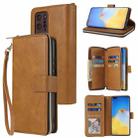 For Huawei P40 Pro Zipper Wallet Bag Horizontal Flip PU Leather Case with Holder & 9 Card Slots & Wallet & Lanyard & Photo Frame(Brown) - 1