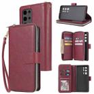 For Huawei P40 Pro+ Zipper Wallet Bag Horizontal Flip PU Leather Case with Holder & 9 Card Slots & Wallet & Lanyard & Photo Frame(Wine Red) - 1