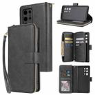 For Huawei P40 Pro+ Zipper Wallet Bag Horizontal Flip PU Leather Case with Holder & 9 Card Slots & Wallet & Lanyard & Photo Frame(Black) - 1