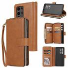 For Huawei P40 Pro+ Zipper Wallet Bag Horizontal Flip PU Leather Case with Holder & 9 Card Slots & Wallet & Lanyard & Photo Frame(Brown) - 1