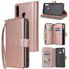 For Huawei P40 Lite E Zipper Wallet Bag Horizontal Flip PU Leather Case with Holder & 9 Card Slots & Wallet & Lanyard & Photo Frame(Rose Gold) - 1