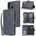 For Huawei P40 Lite E Zipper Wallet Bag Horizontal Flip PU Leather Case with Holder & 9 Card Slots & Wallet & Lanyard & Photo Frame(Blue) - 1