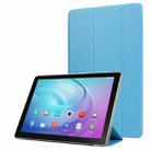 For Samsung Galaxy Tab A7 10.4 T500 TPU Silk Texture Three-fold Horizontal Flip Leather Case with Holder(Light Blue) - 1
