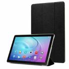 For Samsung Galaxy Tab A7 10.4 T500 TPU Silk Texture Three-fold Horizontal Flip Leather Case with Holder(Black) - 1