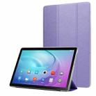 For Samsung Galaxy Tab A7 10.4 T500 TPU Silk Texture Three-fold Horizontal Flip Leather Case with Holder(Purple) - 1