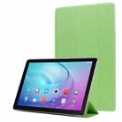 For Samsung Galaxy Tab A7 10.4 T500 TPU Silk Texture Three-fold Horizontal Flip Leather Case with Holder(Green) - 1