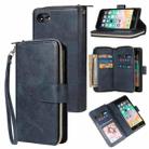 For iPhone SE 2022 / SE 2020 / 8 / 7 Zipper Wallet Bag Horizontal Flip PU Leather Case with Holder & 9 Card Slots & Wallet & Lanyard & Photo Frame(Blue) - 1