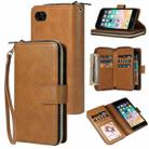 For iPhone SE 2022 / SE 2020 / 8 / 7 Zipper Wallet Bag Horizontal Flip PU Leather Case with Holder & 9 Card Slots & Wallet & Lanyard & Photo Frame(Brown) - 1