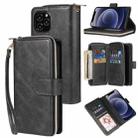 For iPhone 12 mini Zipper Wallet Bag Horizontal Flip PU Leather Case with Holder & 9 Card Slots & Wallet & Lanyard & Photo Frame(Black) - 1