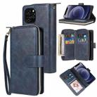 For iPhone 12 mini Zipper Wallet Bag Horizontal Flip PU Leather Case with Holder & 9 Card Slots & Wallet & Lanyard & Photo Frame(Blue) - 1