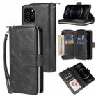 For iPhone 12 / 12 Pro Zipper Wallet Bag Horizontal Flip PU Leather Case with Holder & 9 Card Slots & Wallet & Lanyard & Photo Frame(Black) - 1