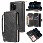 For iPhone 12 Pro Max Zipper Wallet Bag Horizontal Flip PU Leather Case with Holder & 9 Card Slots & Wallet & Lanyard & Photo Frame(Black) - 1